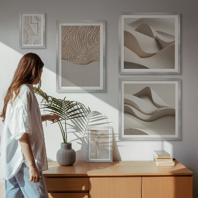 Set di 5 quadri Motivi astratti beige