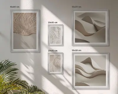 Set di 5 quadri con motivi astratti sui toni del beige