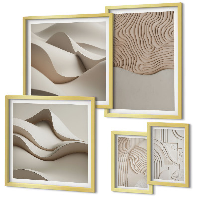 Set di 5 quadri Motivi astratti beige