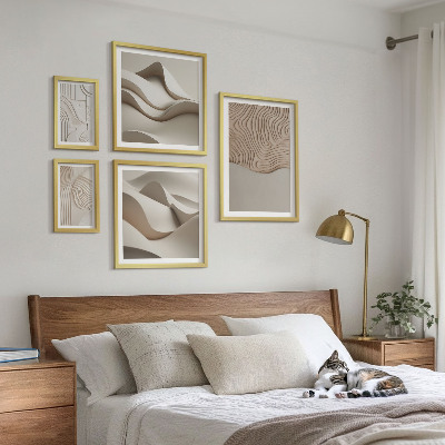 Set di 5 quadri Motivi astratti beige