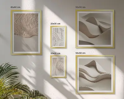 Set di 5 quadri con motivi astratti sui toni del beige