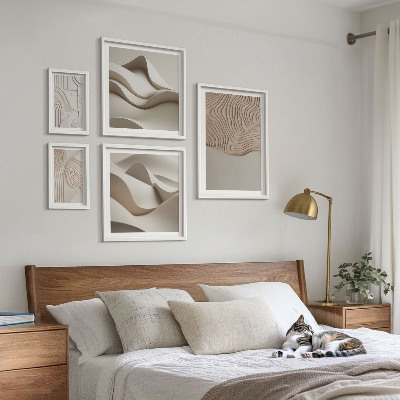 Set di 5 quadri Motivi astratti beige