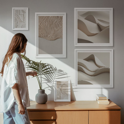 Set di 5 quadri Motivi astratti beige