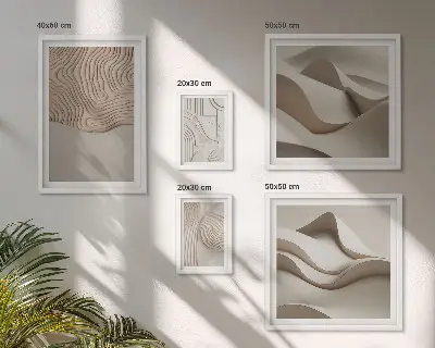 Set di 5 quadri con motivi astratti sui toni del beige