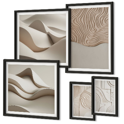 Set di 5 quadri Motivi astratti beige