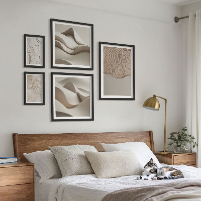 Set di 5 quadri Motivi astratti beige