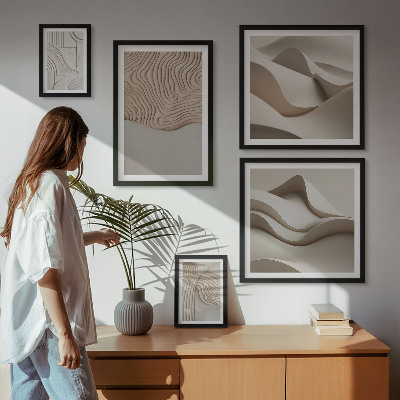 Set di 5 quadri Motivi astratti beige