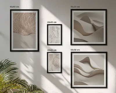 Set di 5 quadri con motivi astratti sui toni del beige
