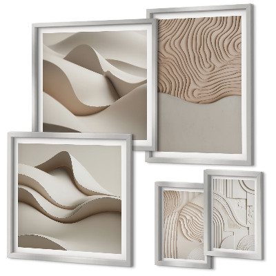 Set di 5 quadri Motivi astratti beige