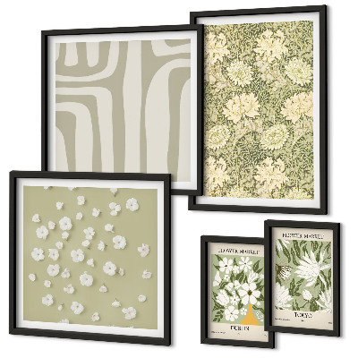 Set di quadri incorniciati Pianta boho con fiori
