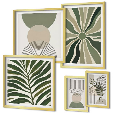 Polittico con cornice Grafica elegante con elementi vegetali
