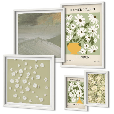 Set di 5 quadri Motivi floreali urbani