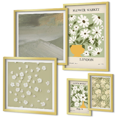 Set di 5 quadri Motivi floreali urbani