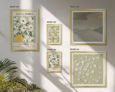 Set di 5 quadri con motivi floreali urbani