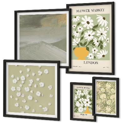 Set di 5 quadri Motivi floreali urbani
