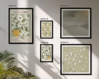 Set di 5 quadri con motivi floreali urbani