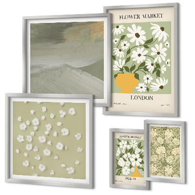 Set di 5 quadri Motivi floreali urbani