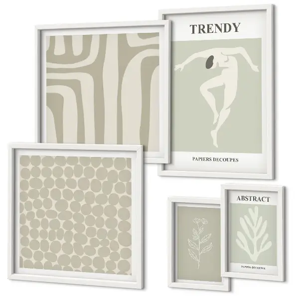 Set di quadri incorniciati con elegante grafica astratta verde