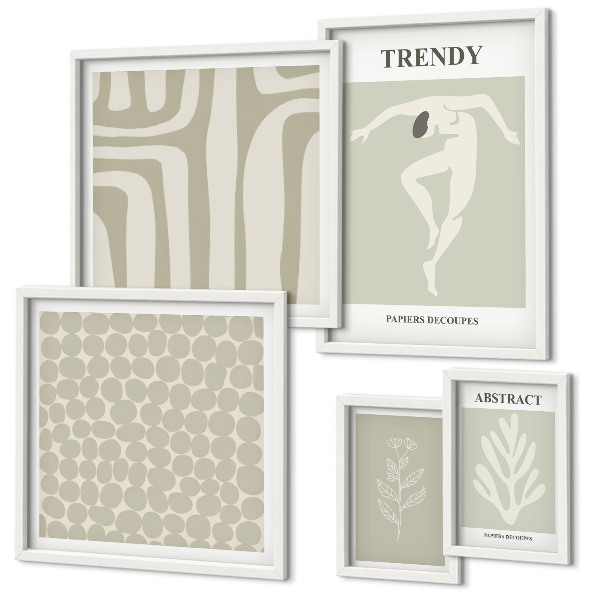 Set di quadri incorniciati Elegante grafica astratta verde