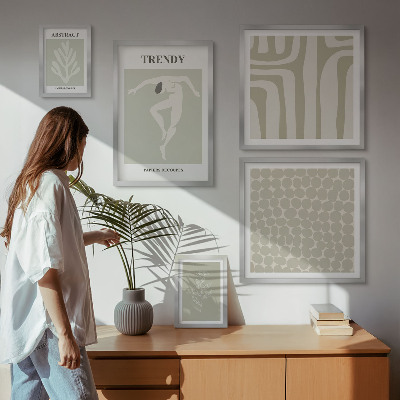 Set di quadri incorniciati Elegante grafica astratta verde
