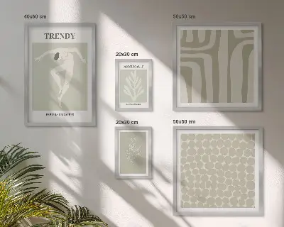 Set di quadri incorniciati con elegante grafica astratta verde