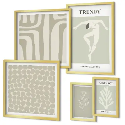 Set di quadri incorniciati con elegante grafica astratta verde