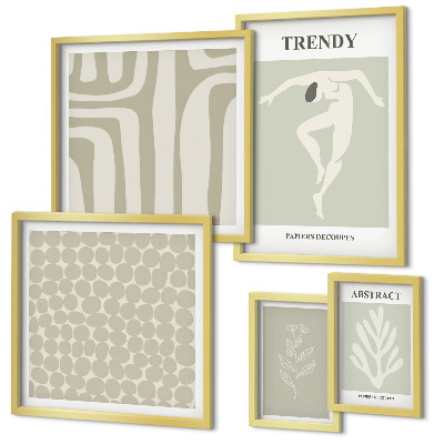 Set di quadri incorniciati Elegante grafica astratta verde