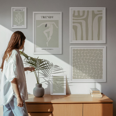 Set di quadri incorniciati Elegante grafica astratta verde