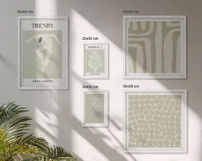 Set di quadri incorniciati con elegante grafica astratta verde