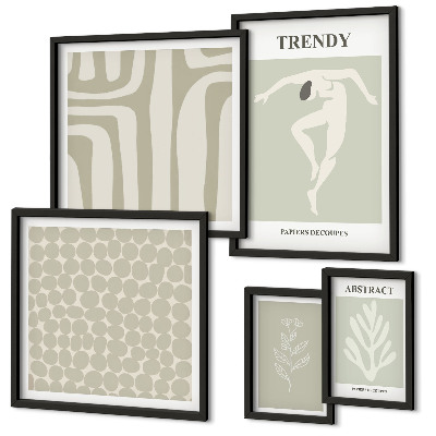 Set di quadri incorniciati Elegante grafica astratta verde