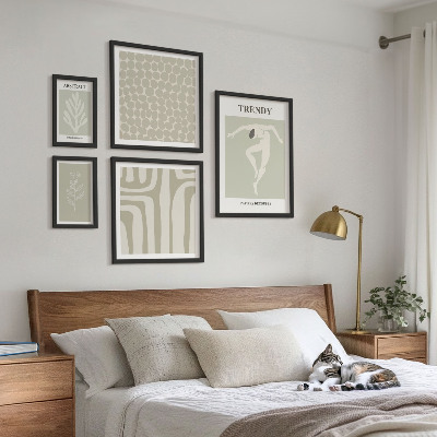 Set di quadri incorniciati Elegante grafica astratta verde