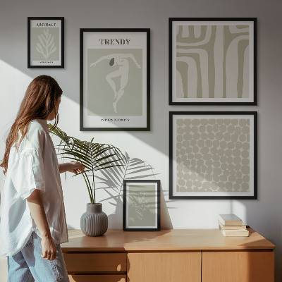 Set di quadri incorniciati Elegante grafica astratta verde