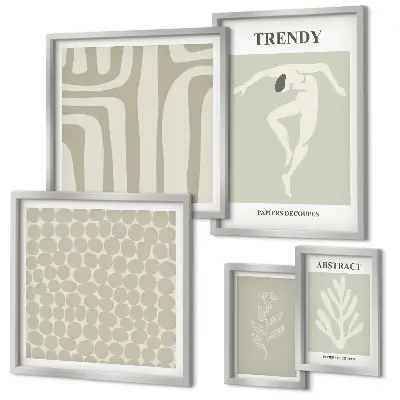 Set di quadri incorniciati con elegante grafica astratta verde