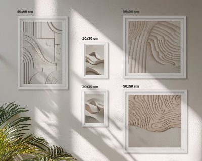 Polittico con cornice Strutture astratte beige-bianche