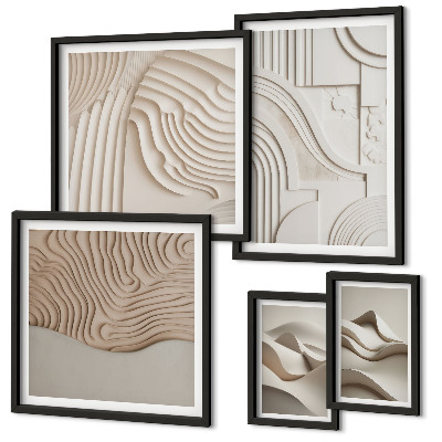 Polittico con cornice Strutture astratte beige-bianche