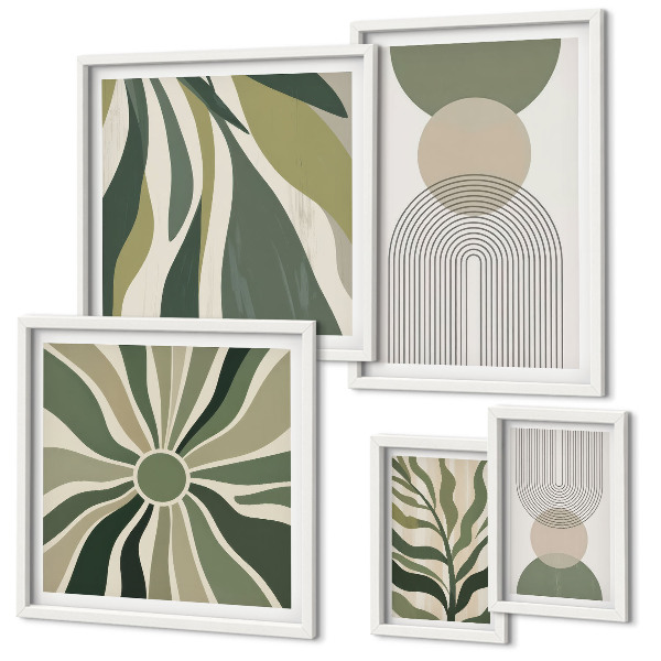 Set di 5 quadri Eleganti astrazioni con elementi vegetali