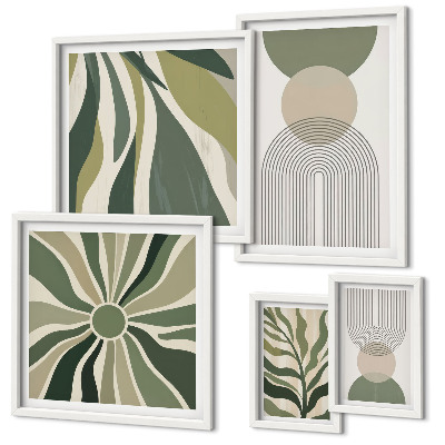 Set di 5 quadri Eleganti astrazioni con elementi vegetali