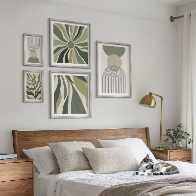 Set di 5 quadri Eleganti astrazioni con elementi vegetali