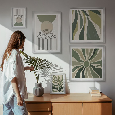 Set di 5 quadri Eleganti astrazioni con elementi vegetali