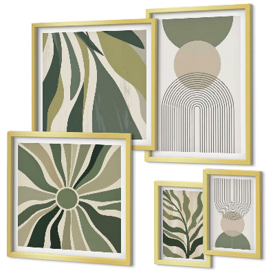 Set di 5 quadri Eleganti astrazioni con elementi vegetali