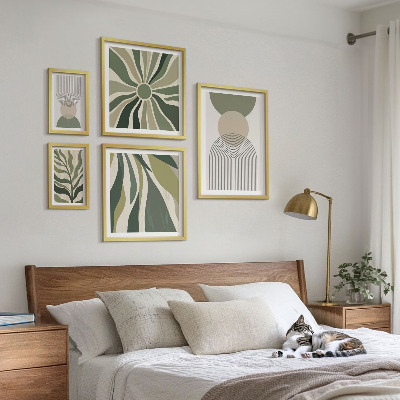 Set di 5 quadri Eleganti astrazioni con elementi vegetali