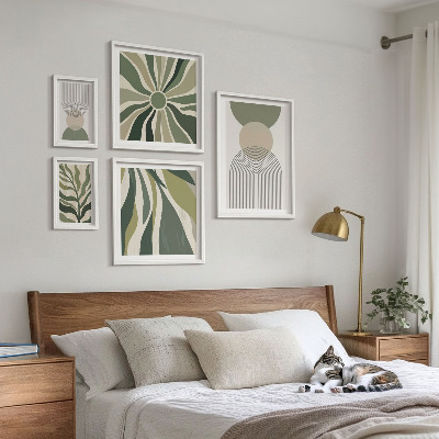 Set di 5 quadri Eleganti astrazioni con elementi vegetali