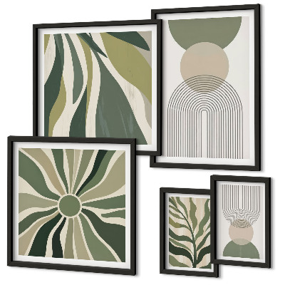Set di 5 quadri Eleganti astrazioni con elementi vegetali