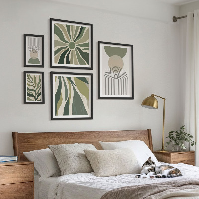 Set di 5 quadri Eleganti astrazioni con elementi vegetali