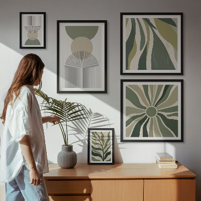 Set di 5 quadri Eleganti astrazioni con elementi vegetali