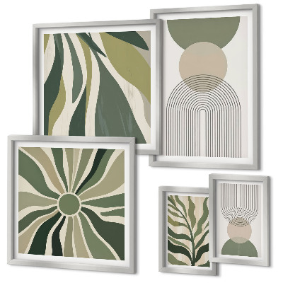 Set di 5 quadri Eleganti astrazioni con elementi vegetali