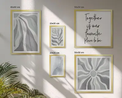 Set di 5 quadri con motivi astratti grigi e bianchi