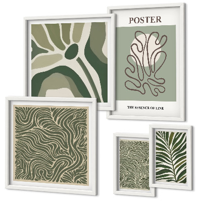 Set di 5 quadri Forme vegetali astratte in stile boho
