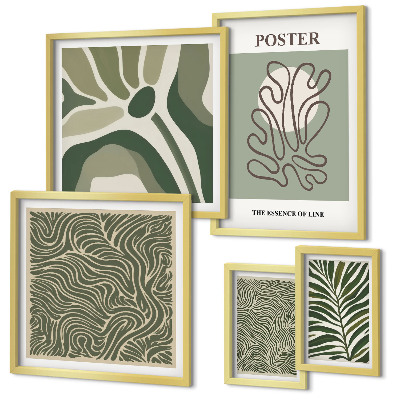 Set di 5 quadri Forme vegetali astratte in stile boho