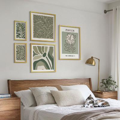 Set di 5 quadri Forme vegetali astratte in stile boho